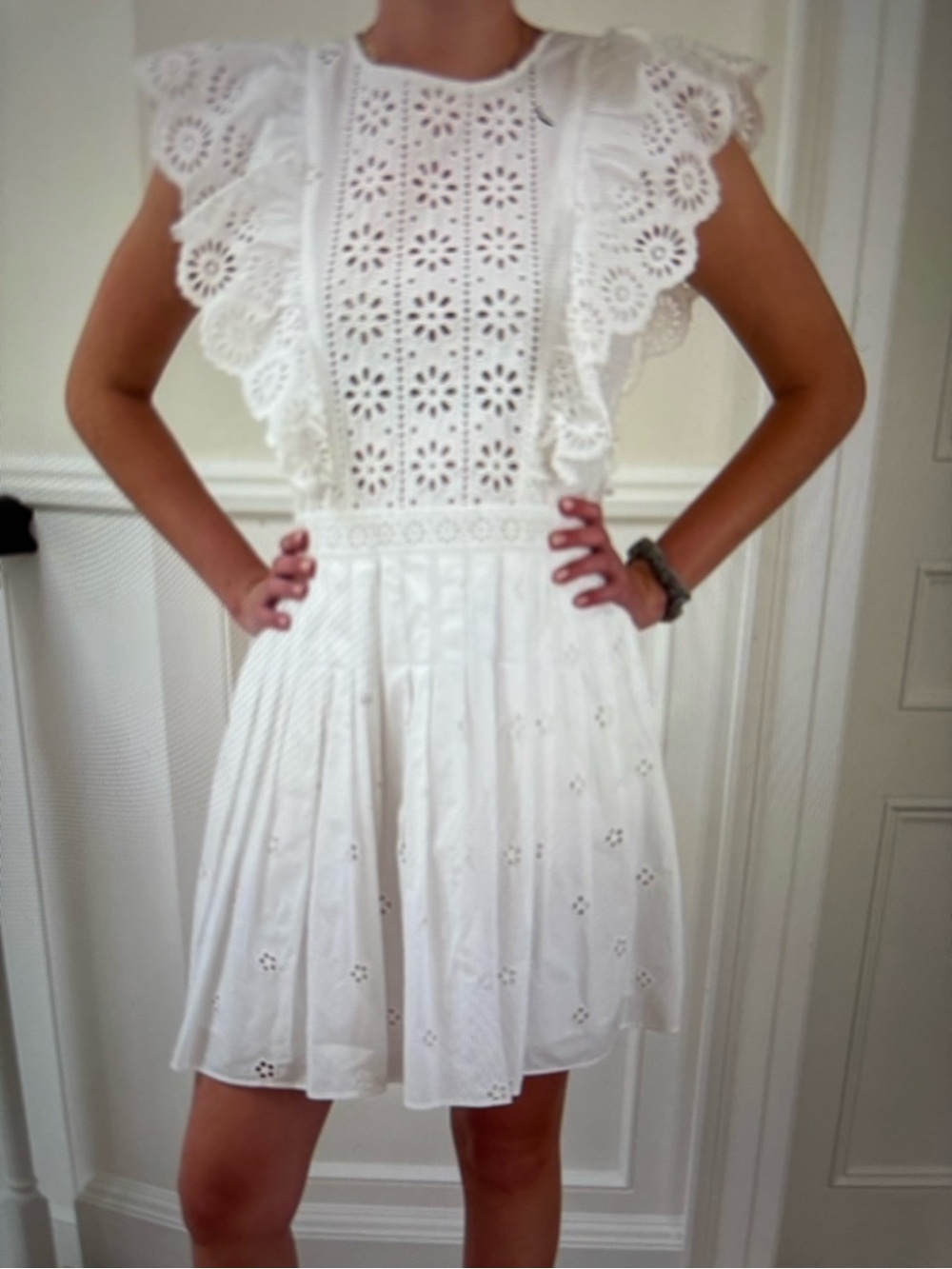 Sea New York White Eyelet Tunic Mini Dress Size 4